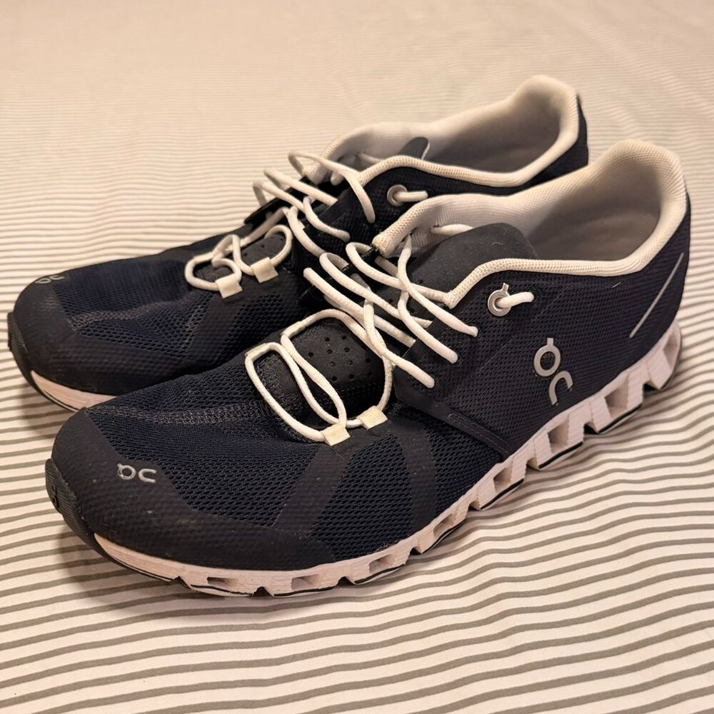 On Running Cloud Sneakers Navy White | Lightweight CloudTec Running Shoes